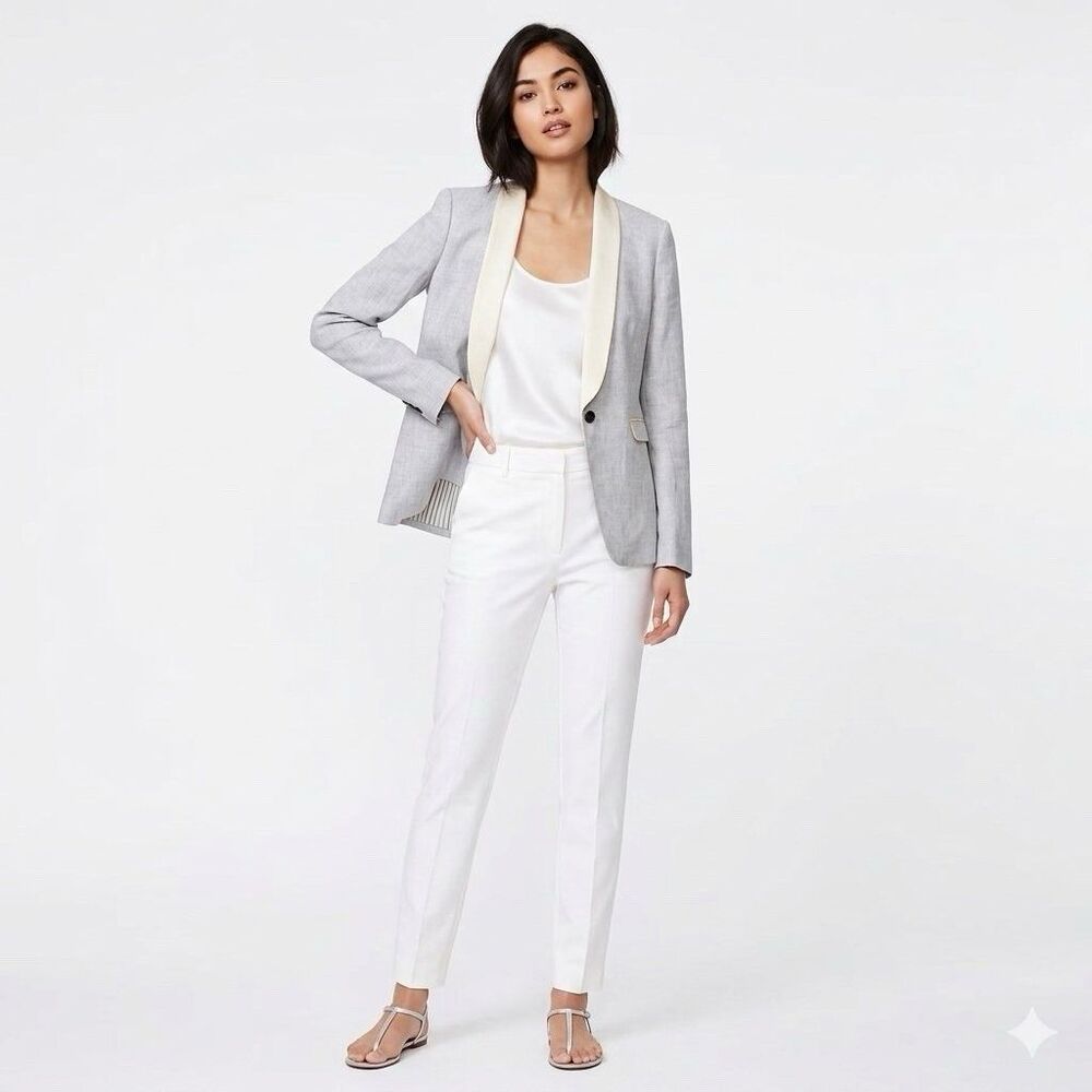 Rag & Bone Linen Silk women’s blazer jacket gray white size Small 4